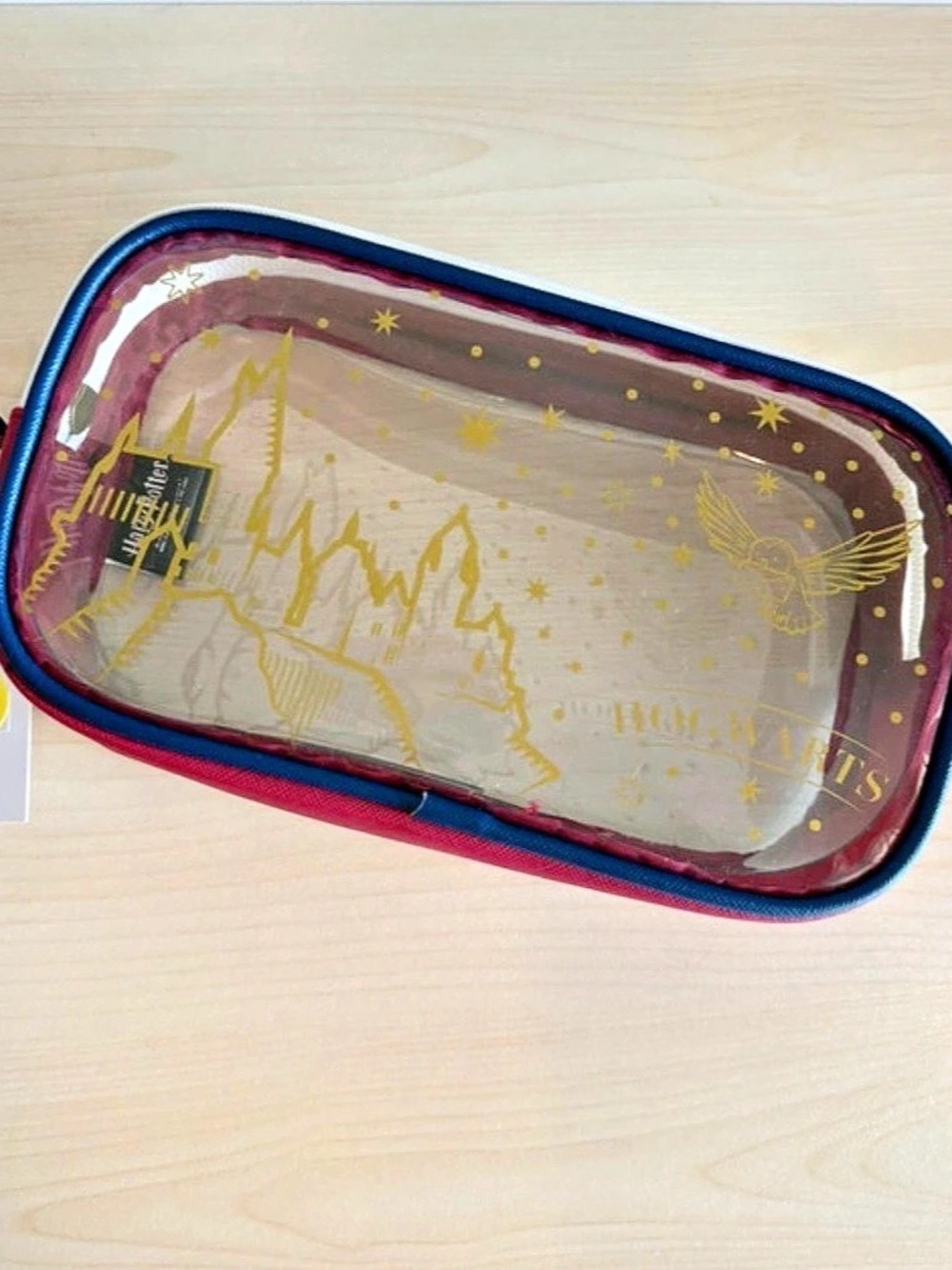 Harry Potter Hogwarts Icons Cosmetic Bag Set (Large Clear Pouch) Red & Blue